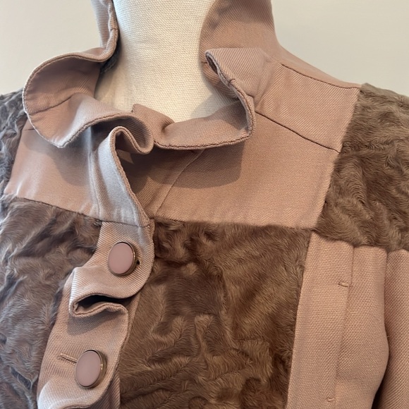 VALENTINO TechnoCOUTURE JACKET Beautiful Nude Color with Lamb fur insert Size 10 - Picture 3 of 15